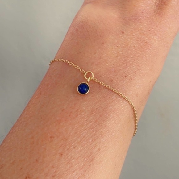 14k Gold Sodalite Dainty Bracelet - Picture 7 of 13